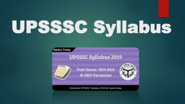 UPSSSC Syllabus 2019 | Download Syllabus for 904 ASO & ASRO Posts