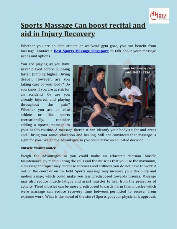 Sports Massage Can Boost recital and aid in Injury Recovery