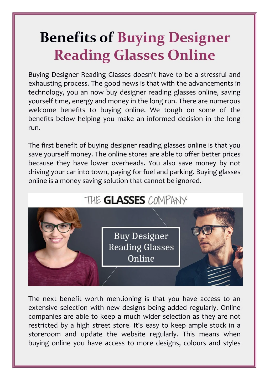 benefits of buying designer reading glasses online