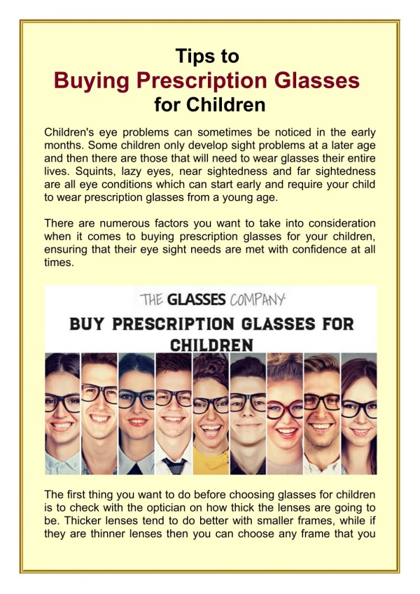 Tips to Buying Prescription Glasses for Children
