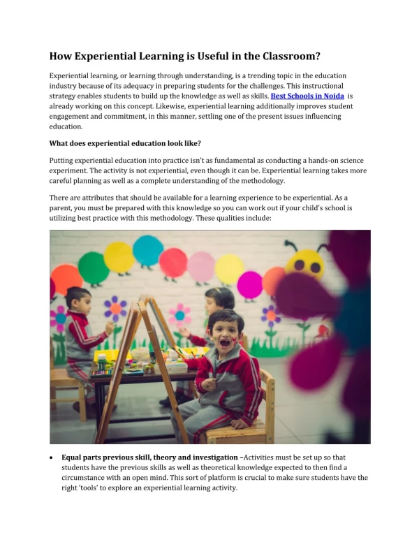 how experiential learning is useful