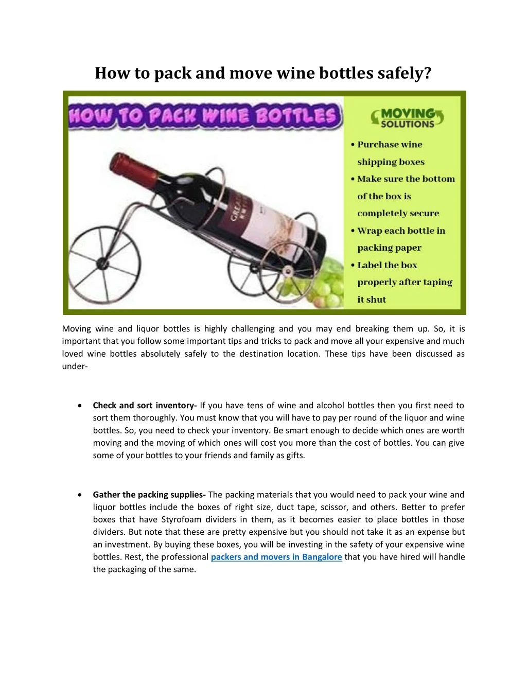 how to pack and move wine bottles safely