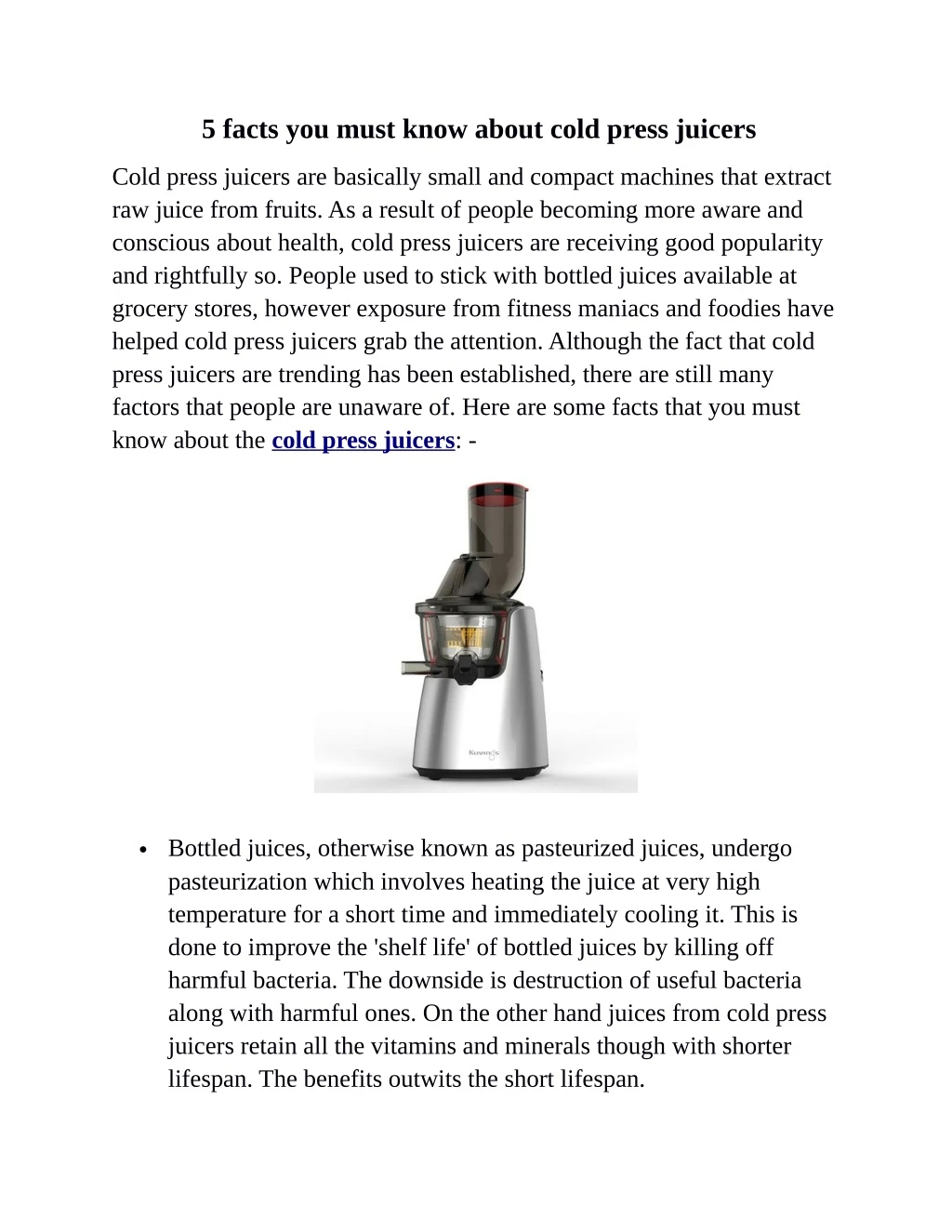 5 facts you must know about cold press juicers