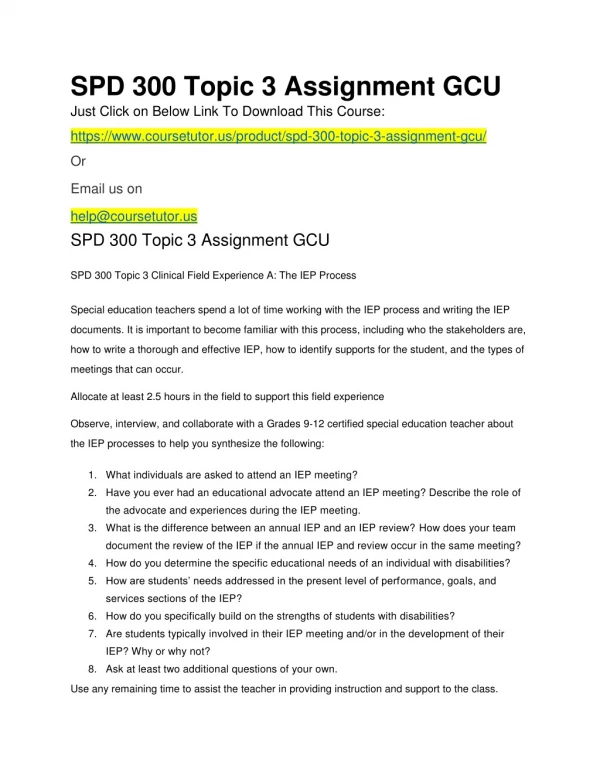 SPD 300 Topic 3 Assignment GCU