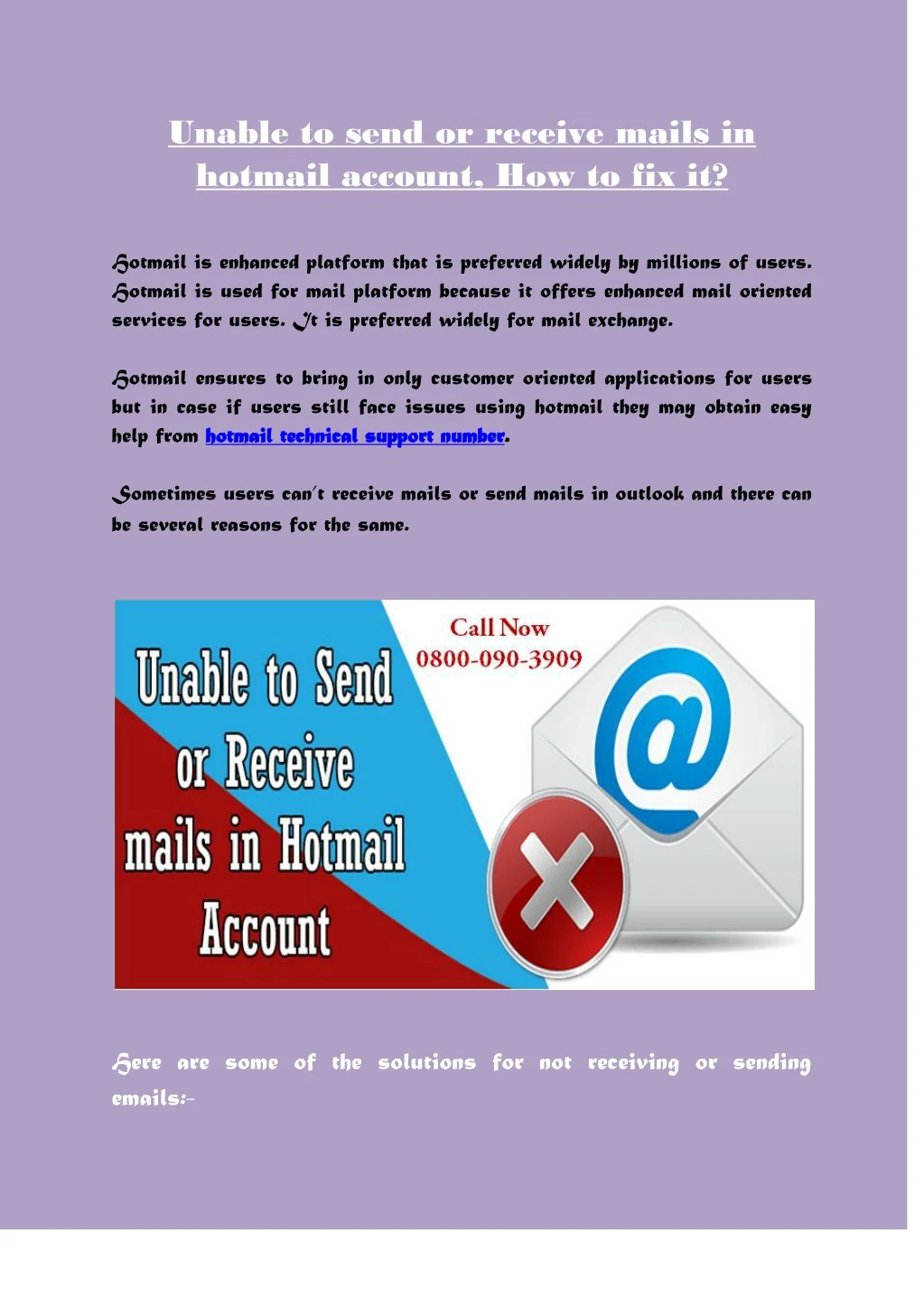 unable to send or receive mails in hotmail