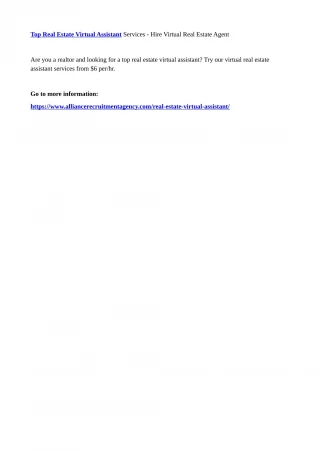 Top Real Estate Virtual Assistant Services - Hire Virtual Real Estate Agent - slide 1