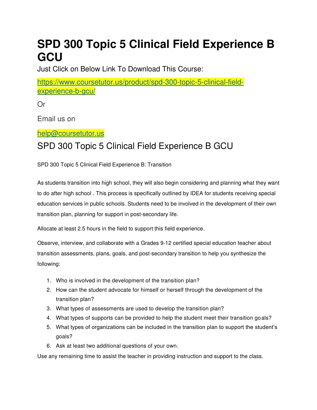 spd 300 topic 5 clinical field experience