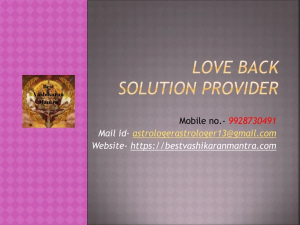 Love back solution provider
