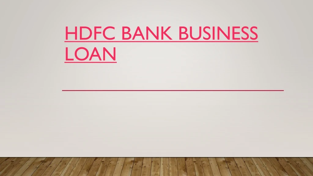 hdfc bank business loan