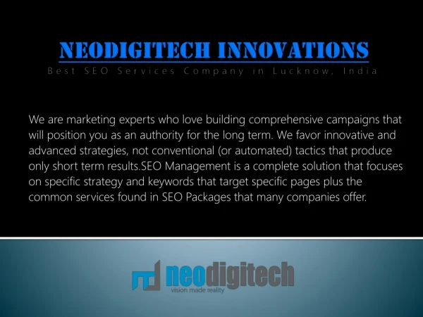 Find Best SEO Services Packages in Lucknow, India by Neodigitech Innovations