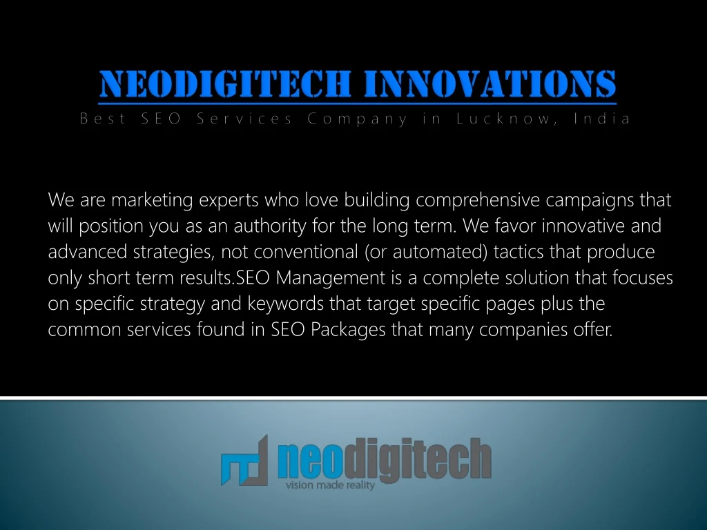 neodigitech innovations best seo services company in lucknow india