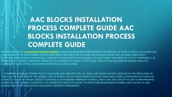 AAC Blocks Installation Process Complete Guide