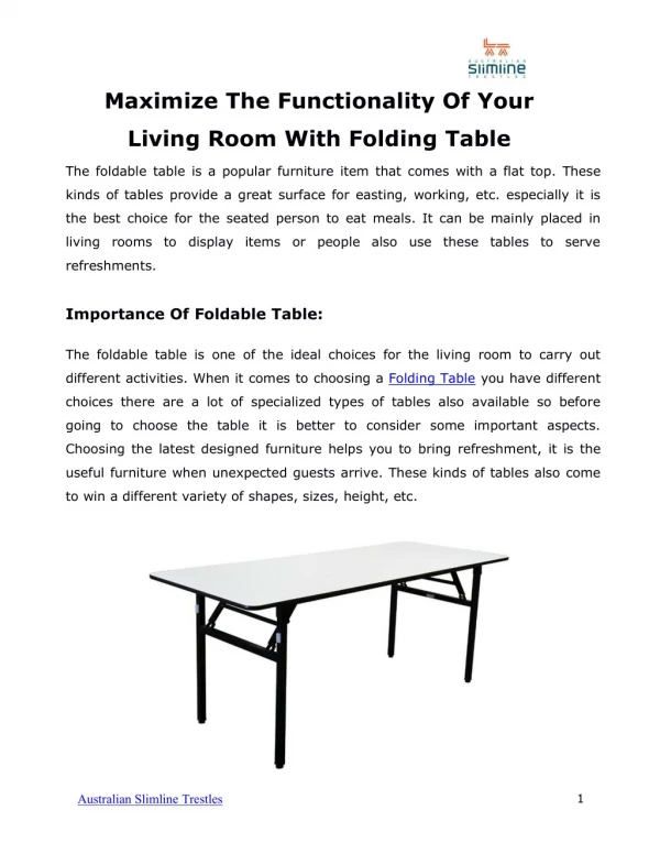 Maximize The Functionality Of Your Living Room With Folding Table