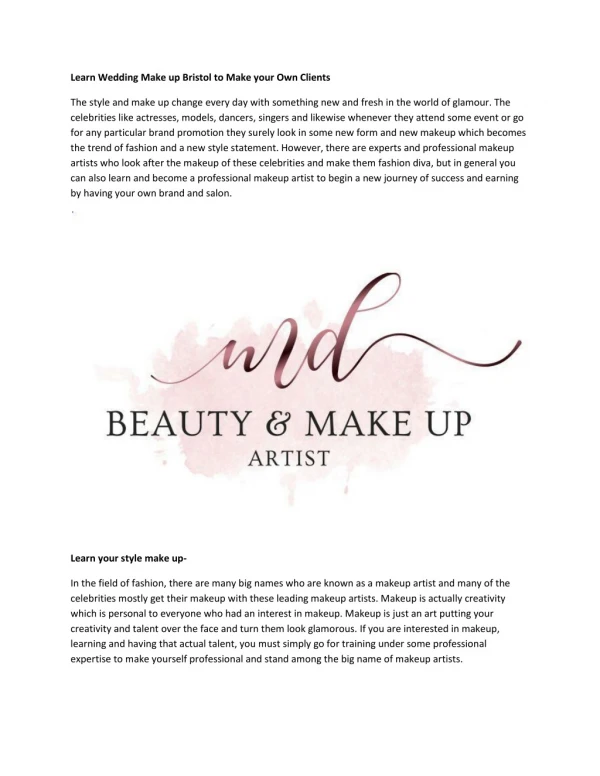 Learn Wedding Make up Bristol to Make your Own Clients
