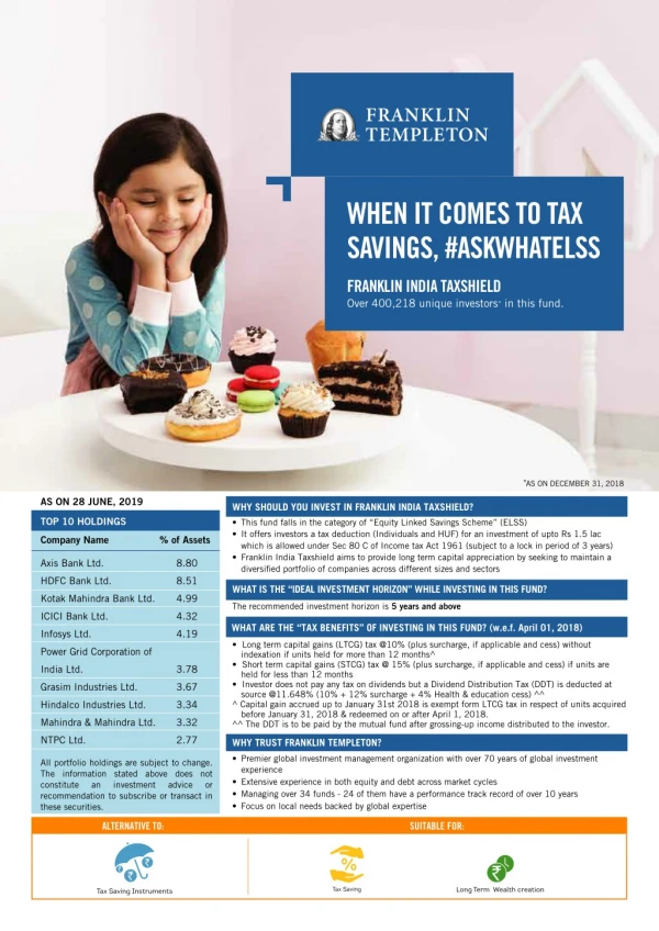 Tax Saving Mutual Fund - Invest in Franklin India Taxshield Fund and save your Tax