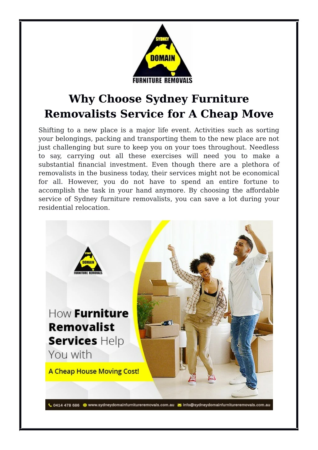 why choose sydney furniture removalists service