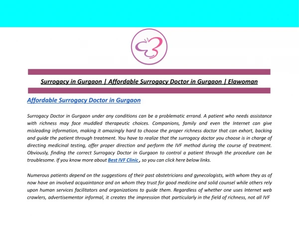 Surrogacy in Gurgaon | Affordable Surrogacy Doctor in Gurgaon | Elawoman