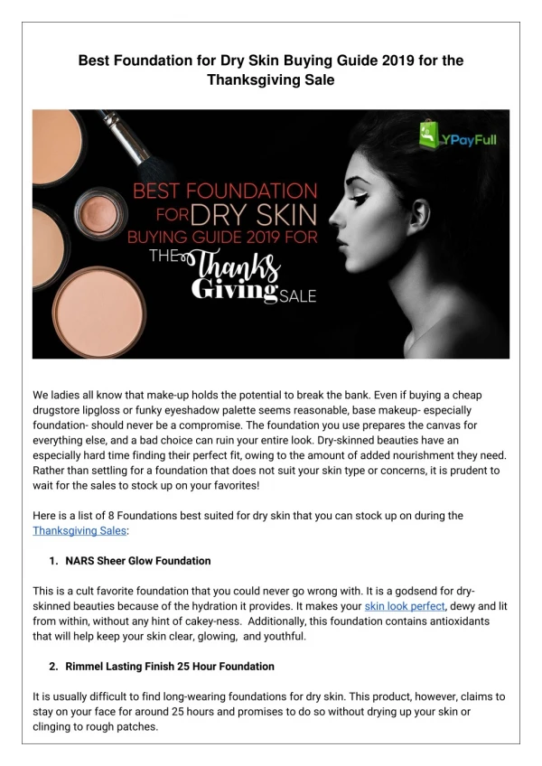 Best Foundation for Dry Skin Buying Guide 2019 for the Thanksgiving Sale