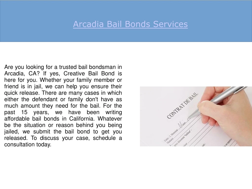 arcadia bail bonds services