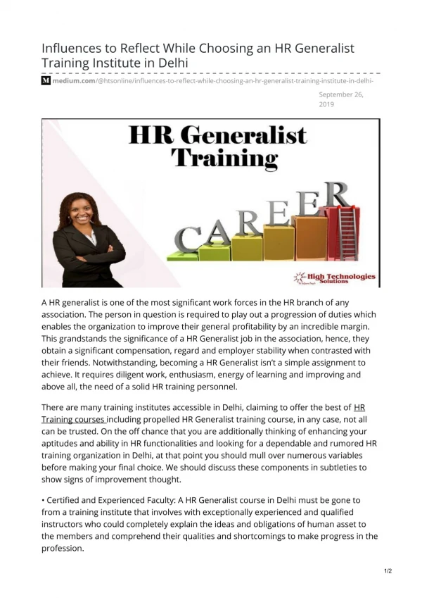 HR Generalist Training Course in Delhi & Noida with Placement