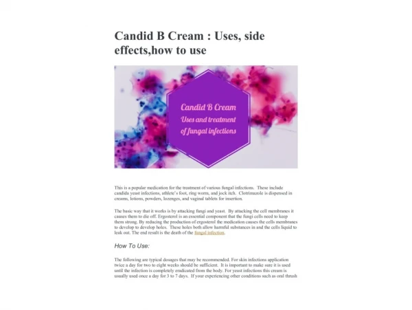 Candid B Cream : Uses, side effects,how to use