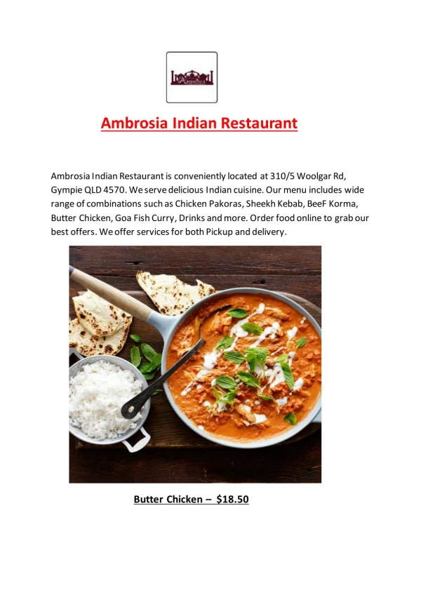 15% Off - Ambrosia Indian Restaurant-Southside - Order Food Online