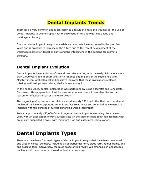 Dental Implants Trends