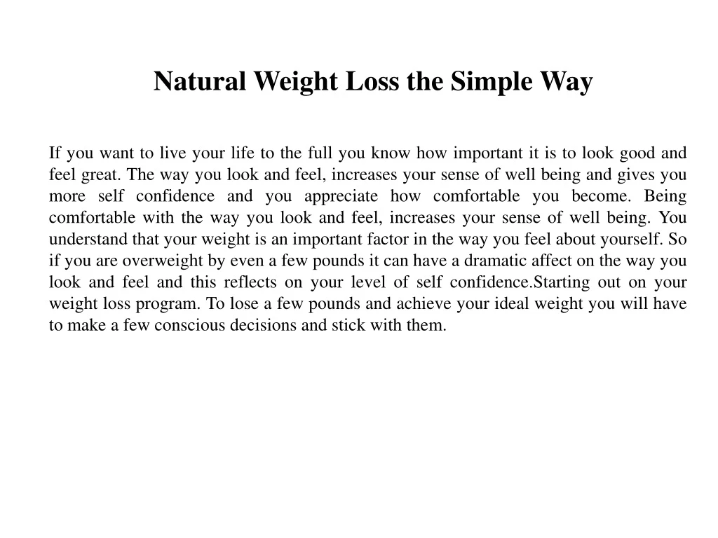 natural weight loss the simple way
