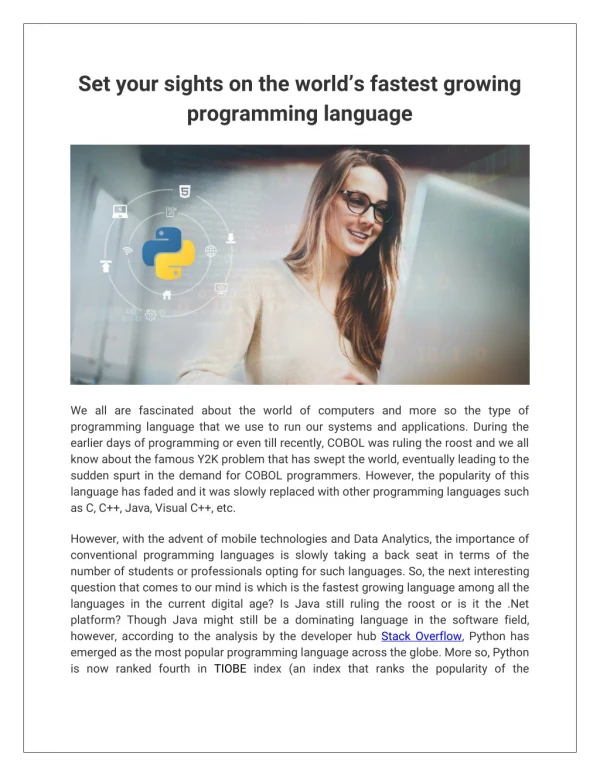 Set your sights on the world’s fastest growing programming language