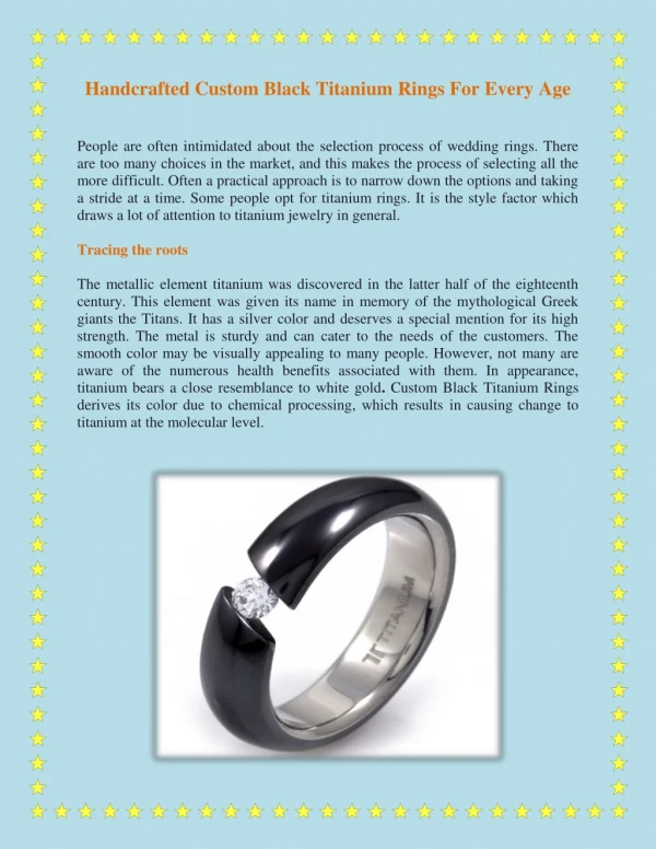 Handcrafted Custom Black Titanium Rings For Every Age
