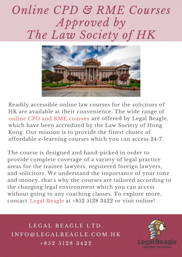 Online CPD & RME Courses Approved by The Law Society of HK