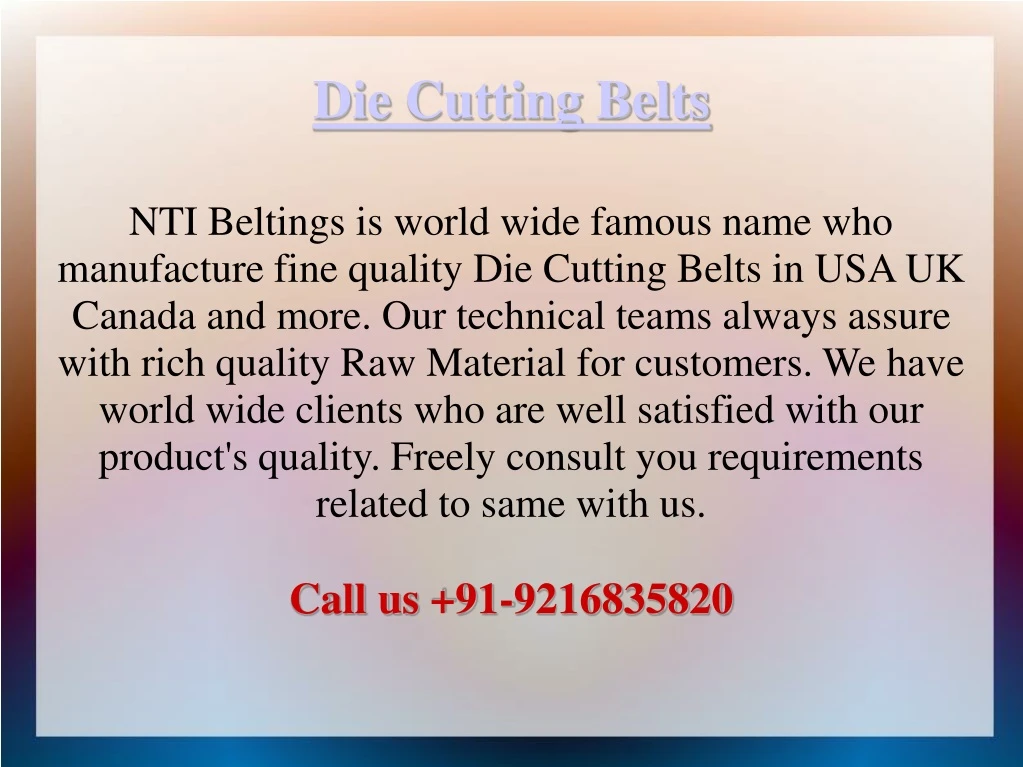 die cutting belts