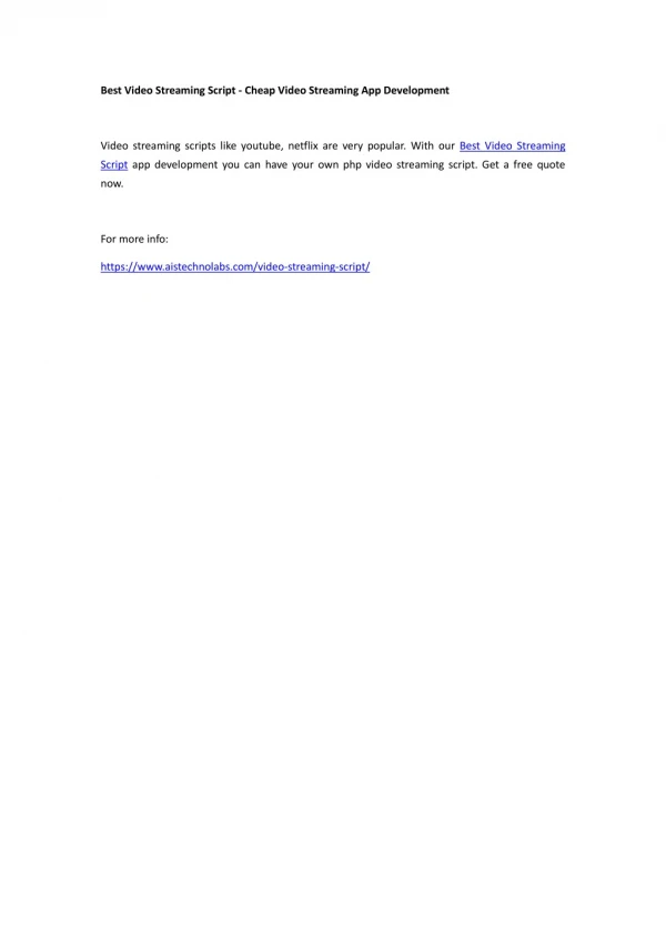 best video streaming script cheap video streaming