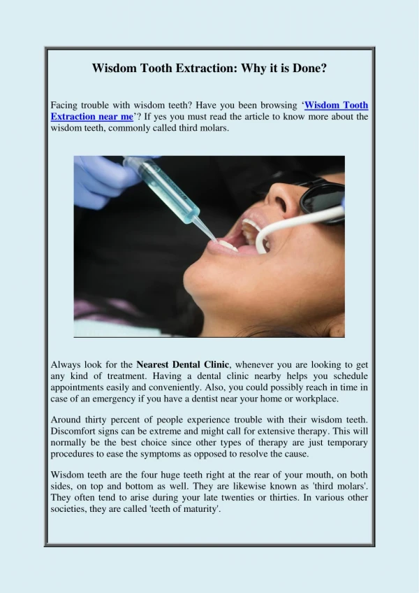 Wisdom Tooth Extraction: Why it is Done?