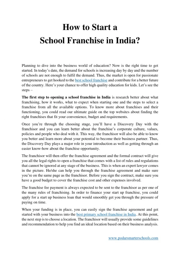 How to Start a School Franchise in India?