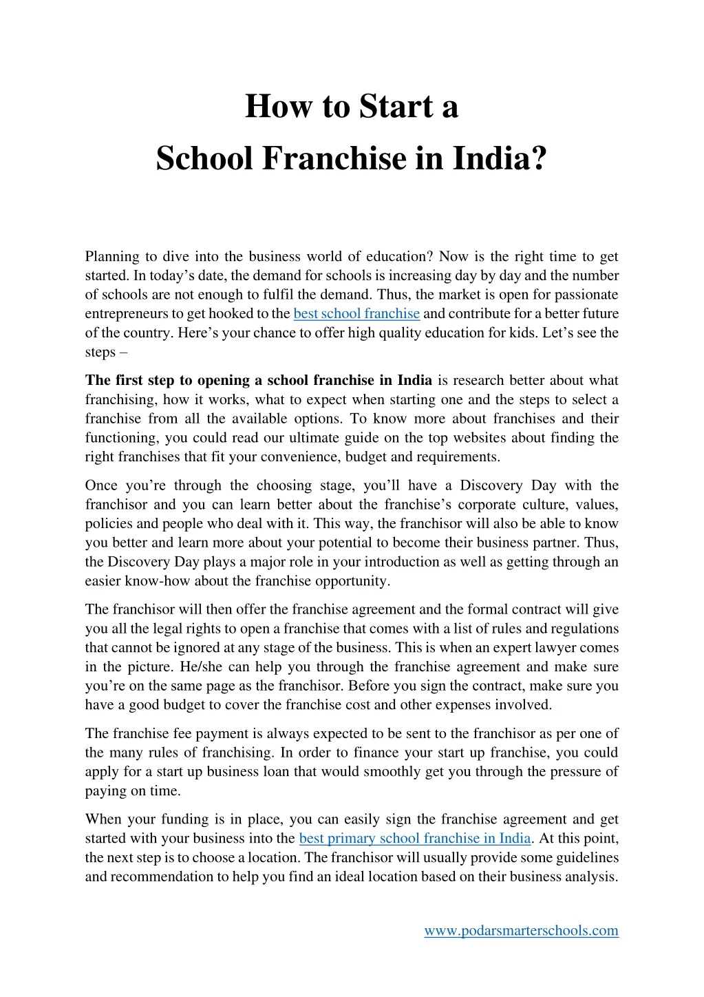 how to start a school franchise in india