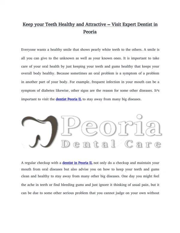 Keep your Teeth Healthy and Attractive – Visit Expert Dentist in Peoria