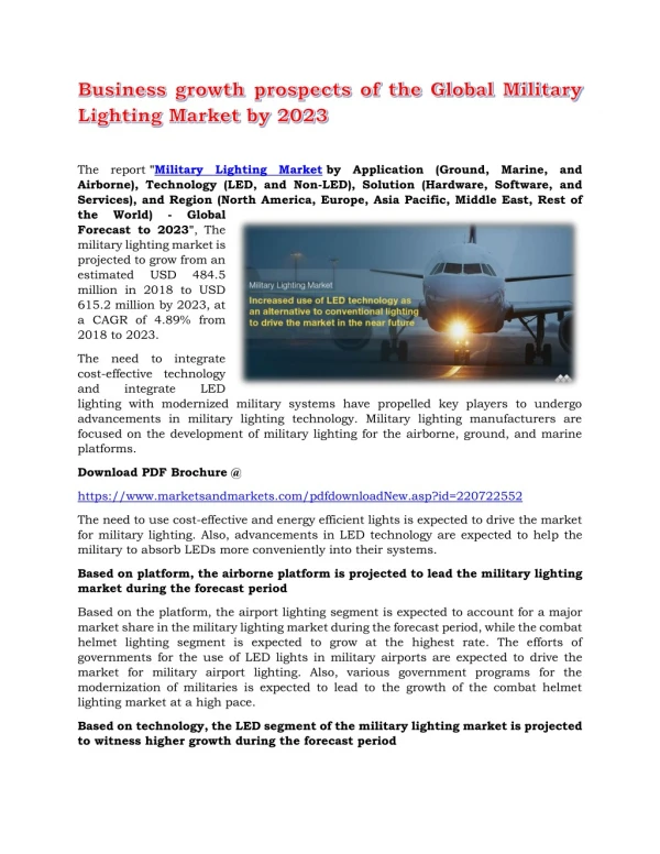 Business growth prospects of the Global Military Lighting Market by 2023