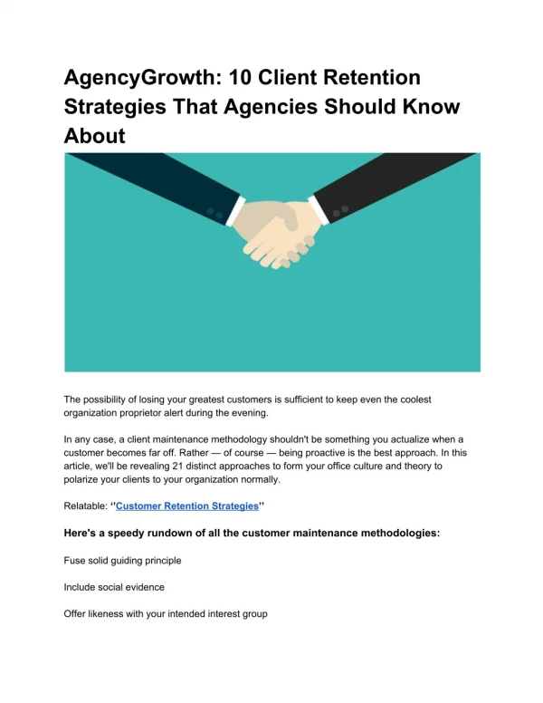 AgencyGrowth: 10 Client Retention Strategies That Agencies Should Know About