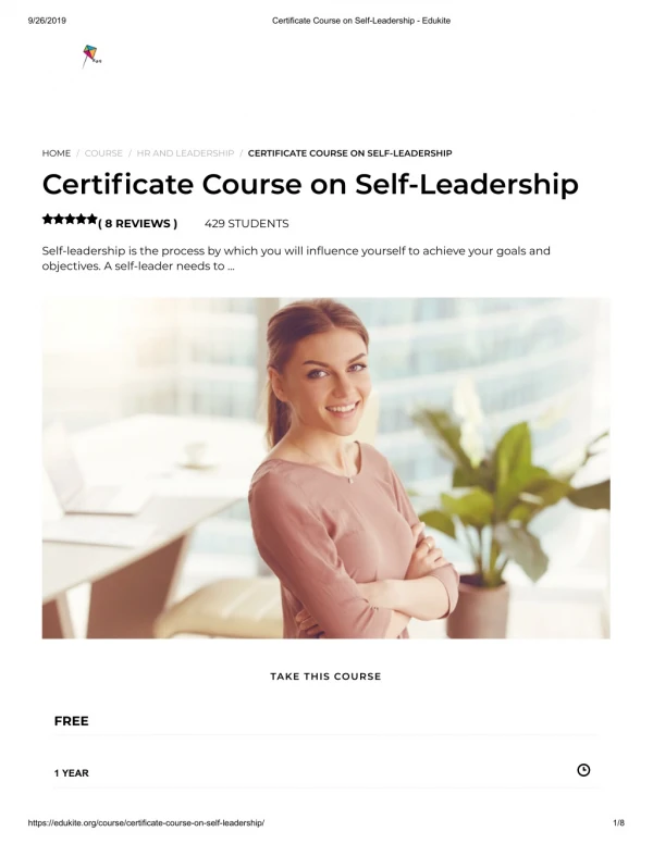 Certificate Course on Self-Leadership - Edukite