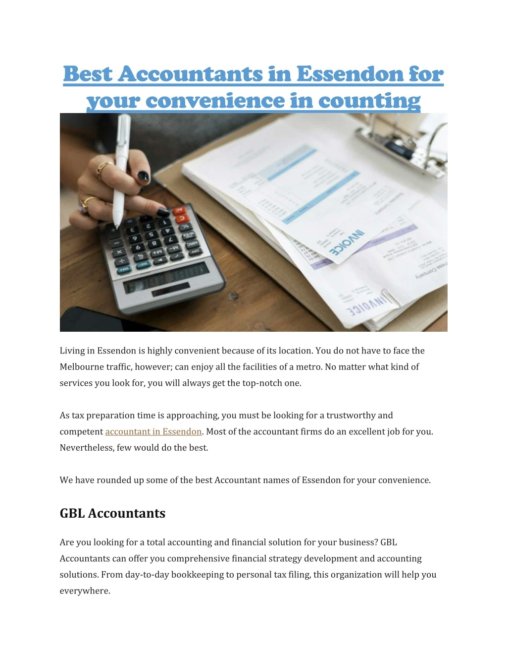 best accountants in essendon for your convenience