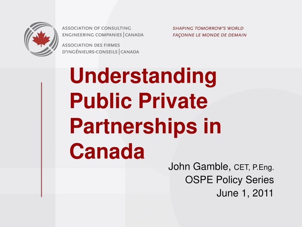 understanding public private partnerships in canada