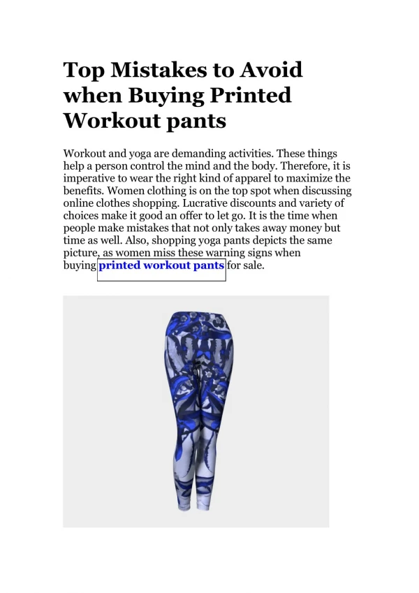 Buying Printed Workout pants