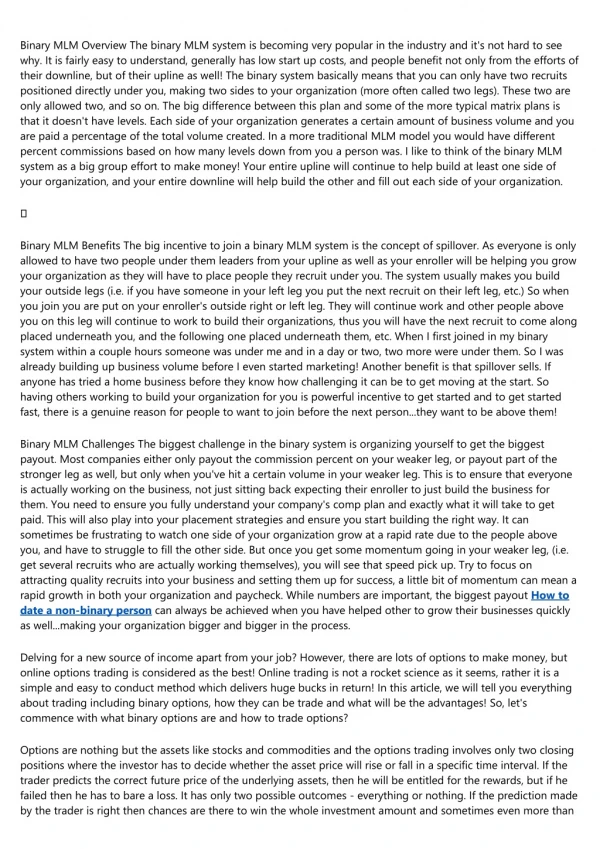 binary mlm overview the binary mlm system