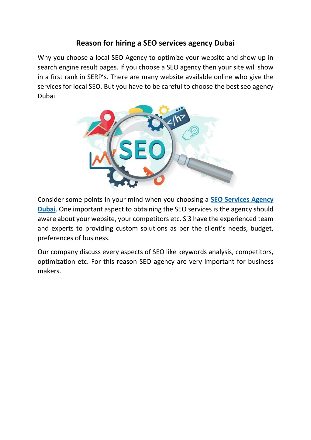 reason for hiring a seo services agency dubai