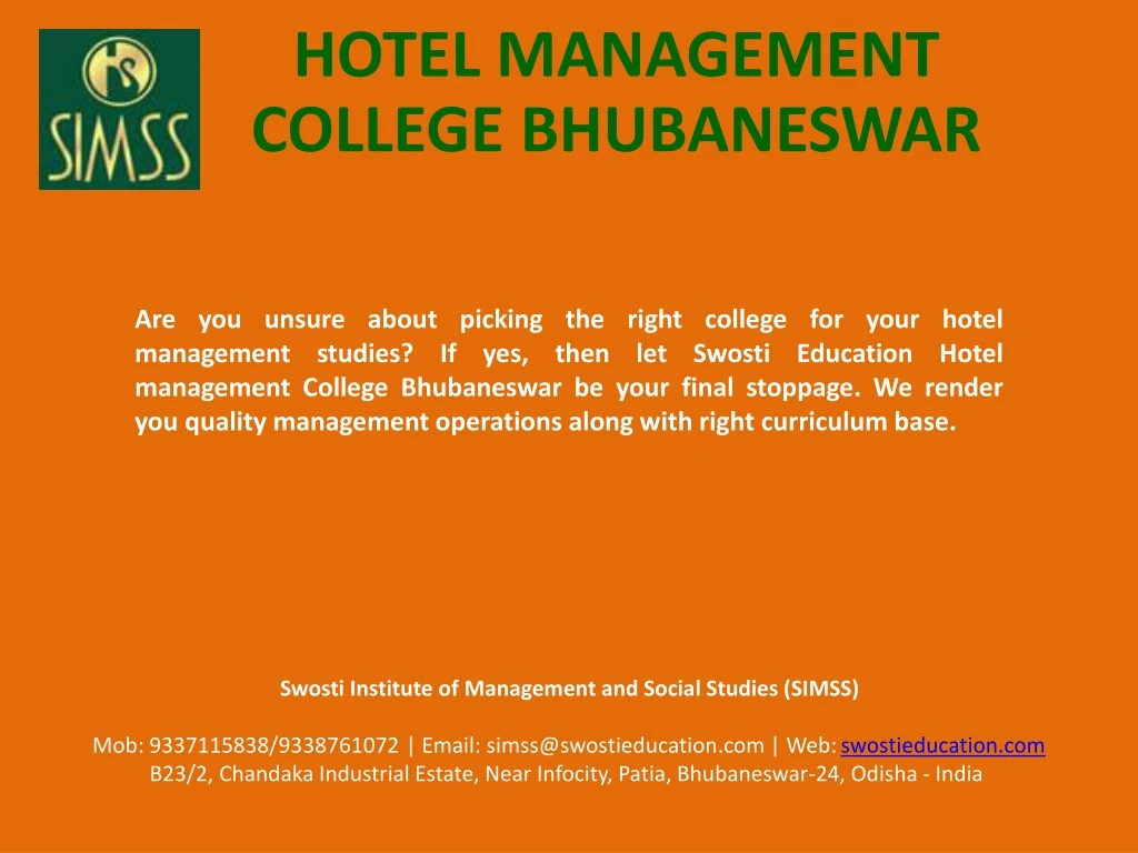 hotel management college bhubaneswar