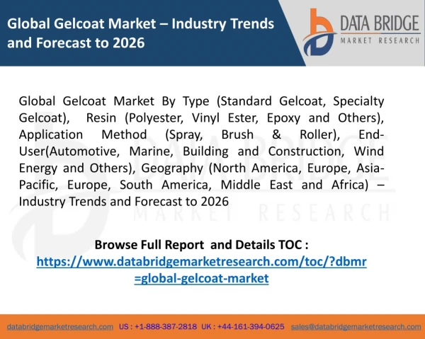 Global Gelcoat Market – Industry Trends and Forecast to 2026