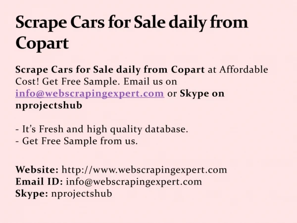 Scrape Cars for Sale daily from Copart