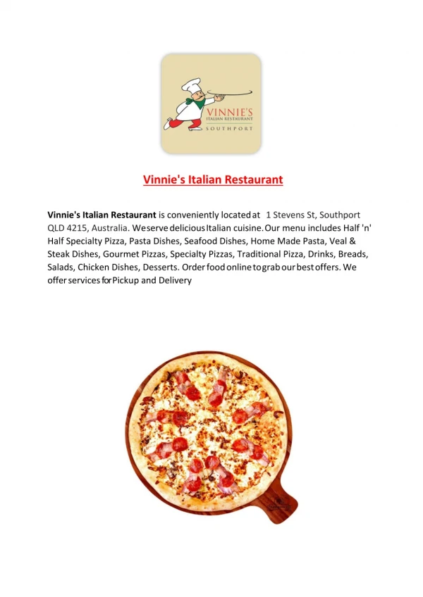 15% Off - Vinnie's Italian Restaurant-Southport - Order Food Online