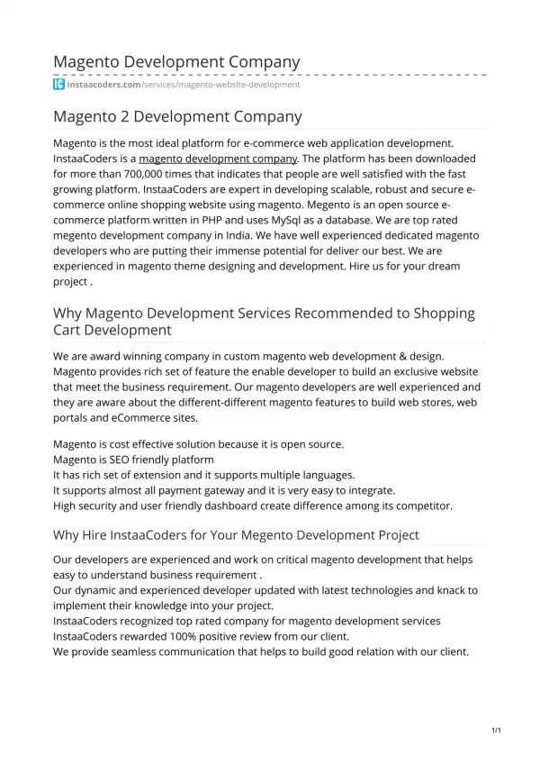 Magento Development Company Services in Delhi